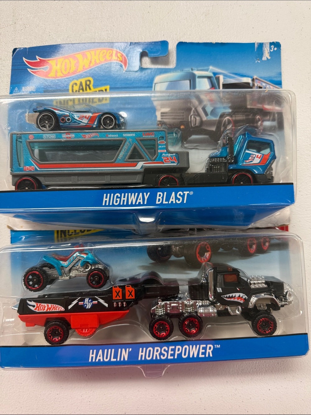 Kids Toy Vehicle Pack - Blue & Black Highway Blast & Haulin' Horsepower